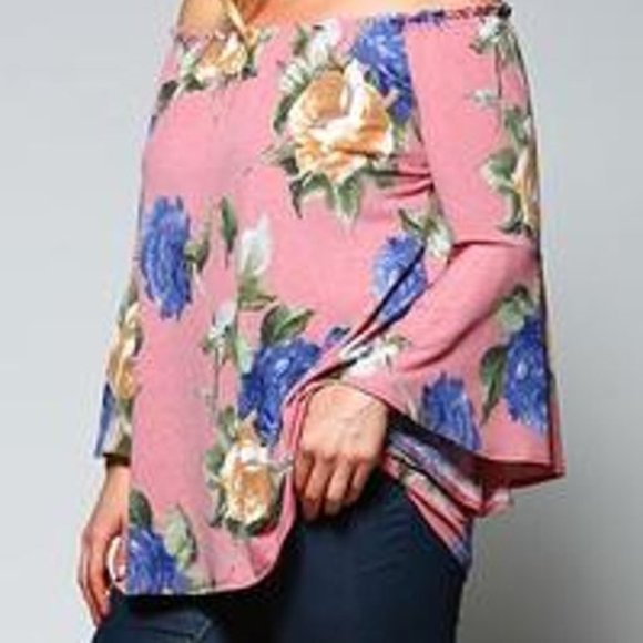 Emerald Tops Off Shoulder Floral Top Poshmark